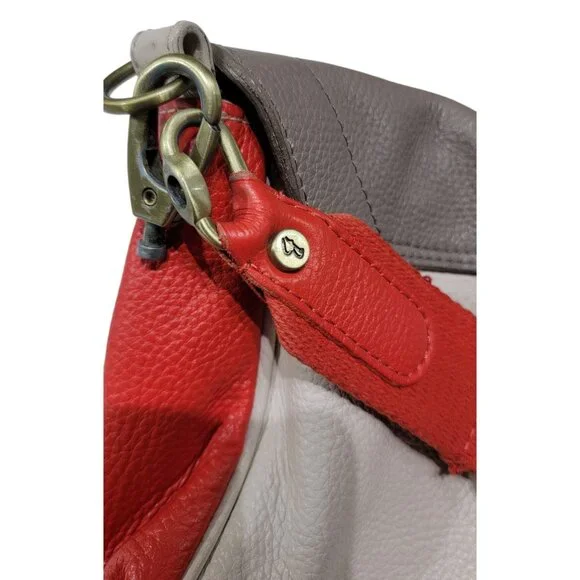 Boden Red & Gray Leather Crossbody Bag With Floral Lining - Picture 10 of 16